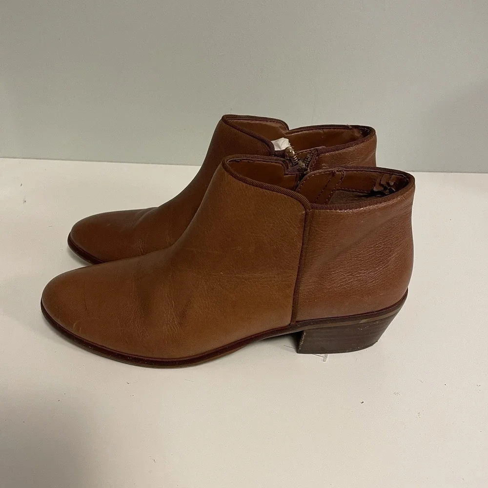 Sam‎ Edelman Petty Womens Size 7.5 Brown Saddle Leather Zip Up Ankle Boots